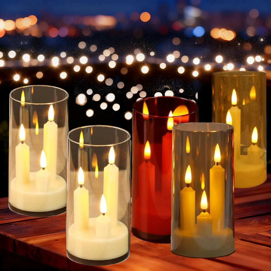 Flameless 1 LED Taper Candles Lampshade Battery Operated Flickering