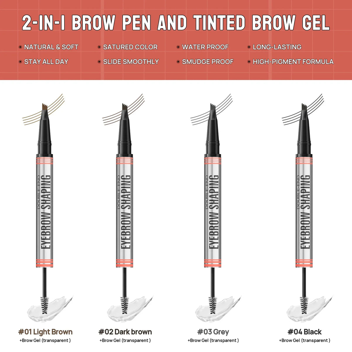 Hello Kiss 4-Prong Eyebrow Pencil – Waterproof, Long-Lasting