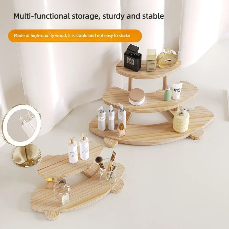 Wood 3-Tier Corner Shelf | Cosmetic & Figurine Display Stand