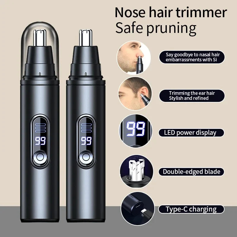 Mini Nose & Ear Hair Trimmer – USB Rechargeable, Waterproof