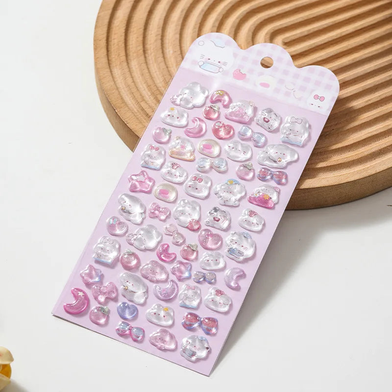 3D Relief Cartoon Crystal Stickers – Phone, Journal & Anime Decor