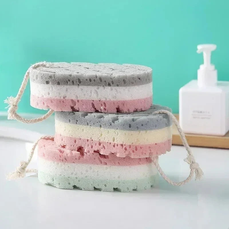 3-Layer Exfoliating Bath Sponge with Hanging Loop | Body Scrub