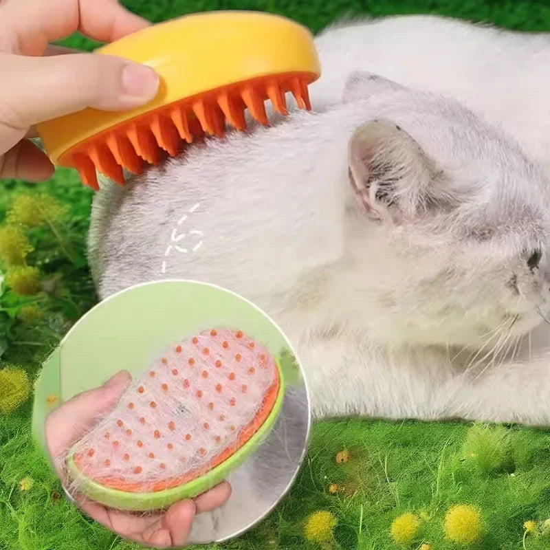 3-in-1 Electric Steam Pet Brush – Cat & Dog Grooming Comb