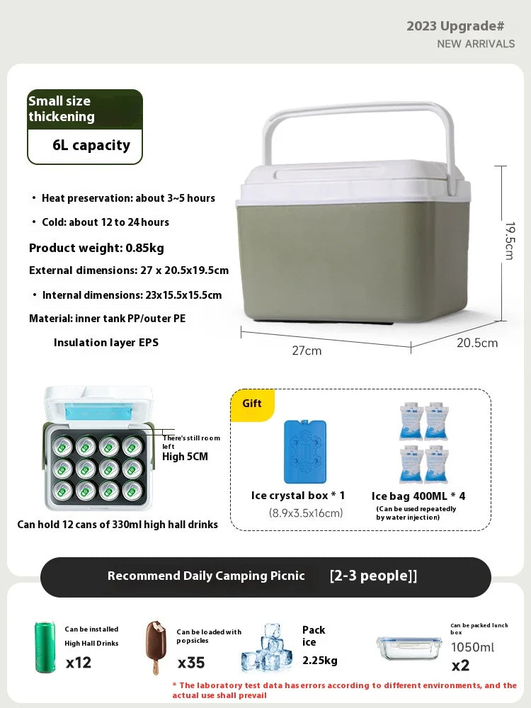 Camping Picnic Cooler Outdoor Car Portable Incubator Ice Bucket Stall