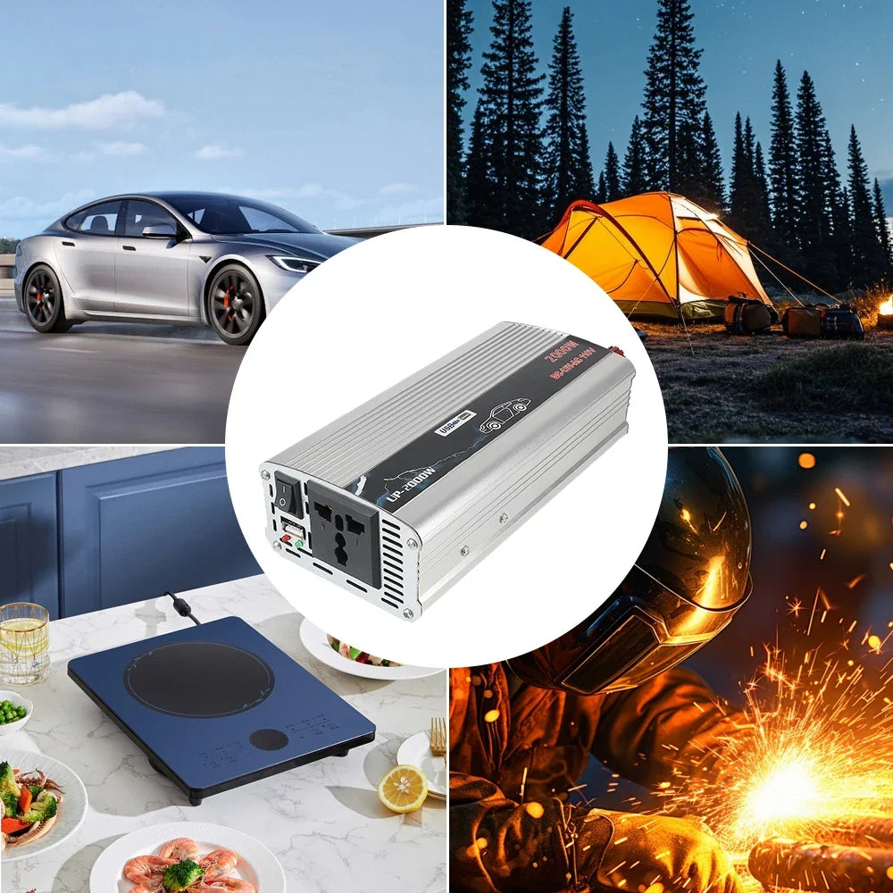 2000W Car Power Inverter 12V to 220V Pure Sine Wave + USB