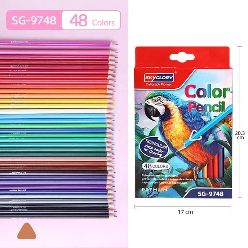 12 24 48 Colors Colored Pencil HB Triangular Barrel Drawing Pencils