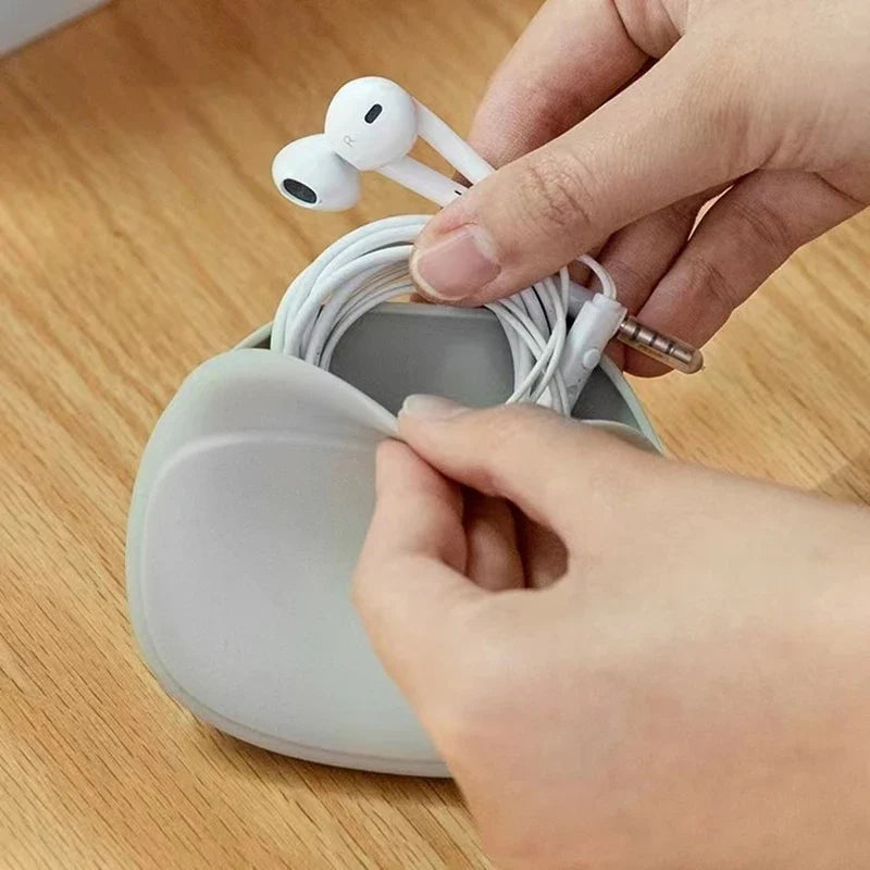 Silicone Earphone & Cable Storage Box – Portable Travel Organizer