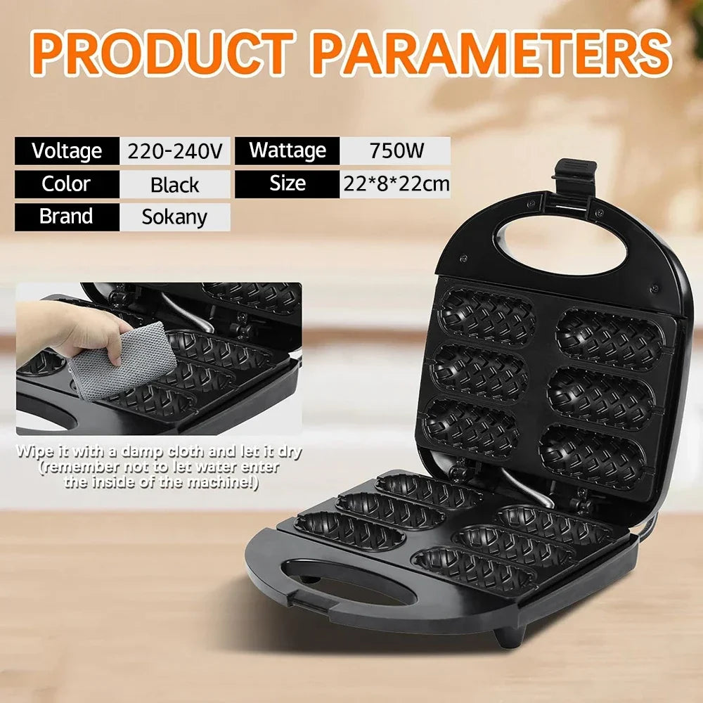 URGGU 6-Corn Dog Maker – Non-Stick Electric Hot Dog Waffle Machine