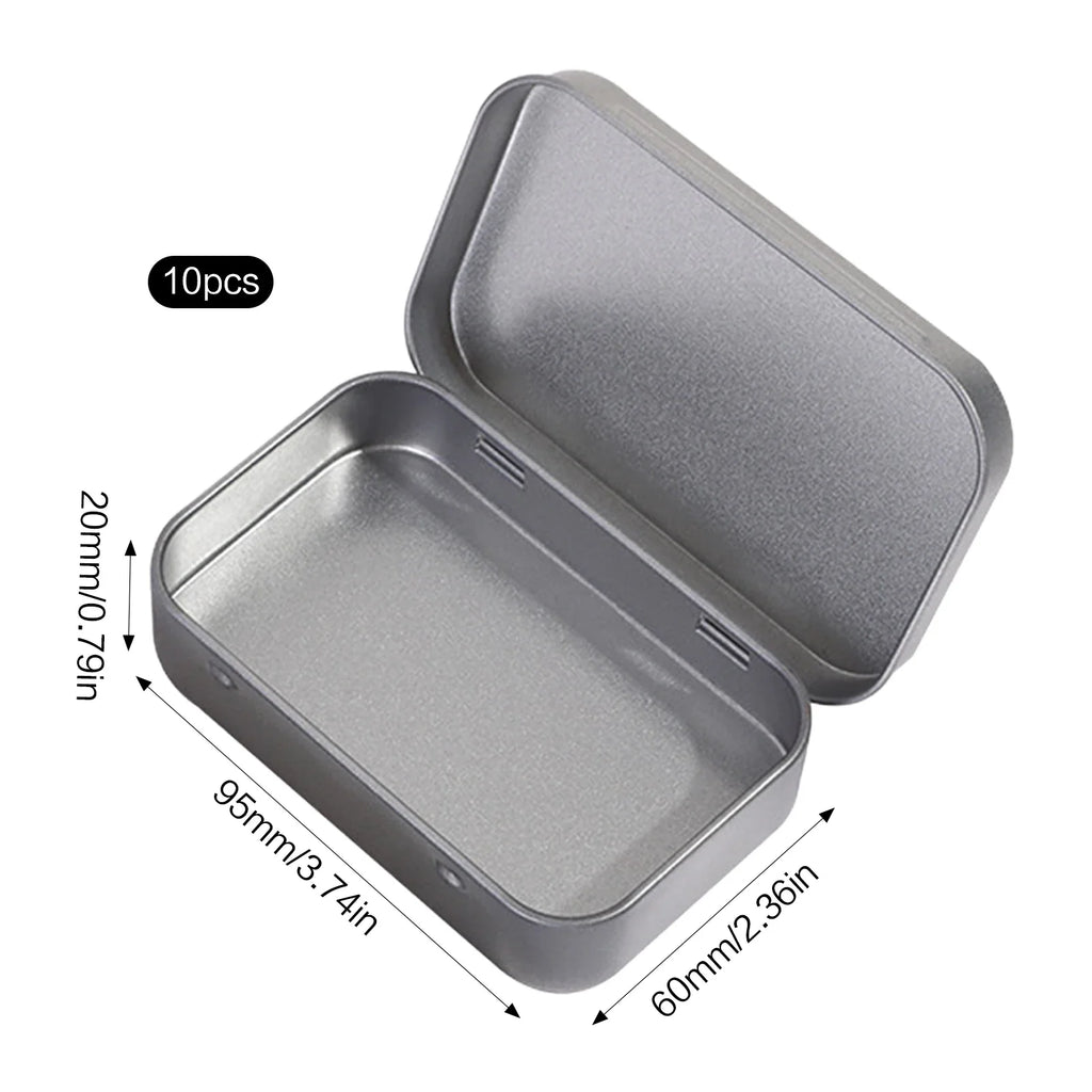 10-Pack Metal Hinged Tin Boxes with Lids | Small Storage Tins