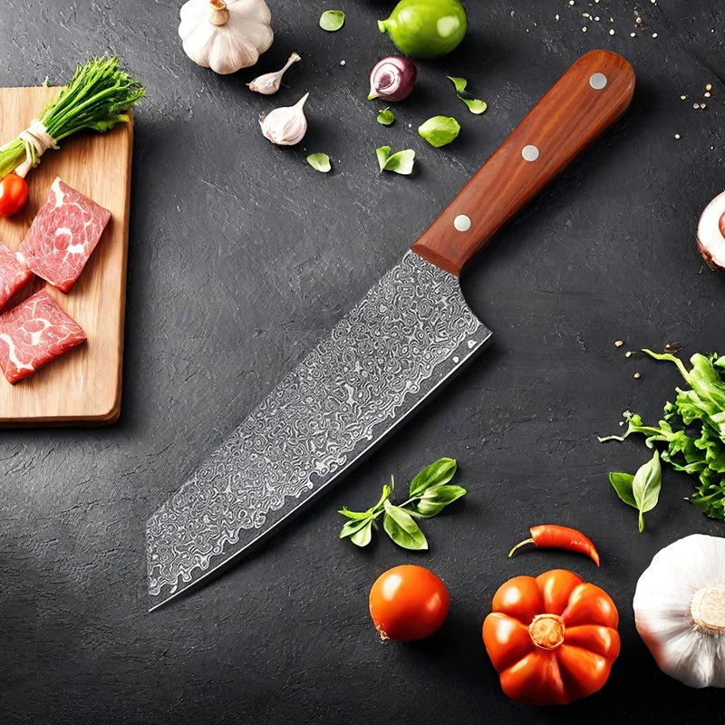 Damascus Steel Kiritsuke Chef Knife – Full Tang Kitchen Knife