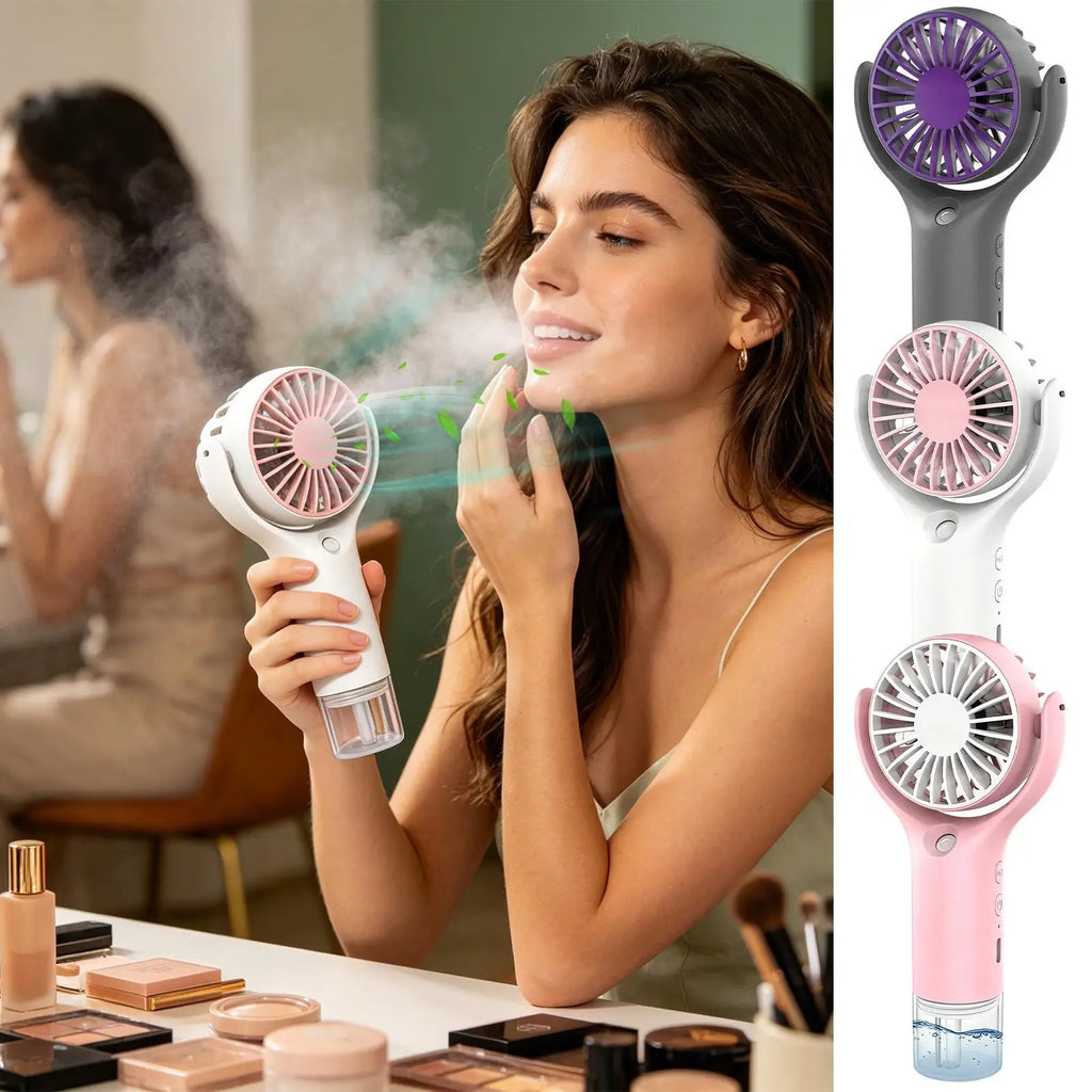 Portable Handheld Mist Fan – USB Rechargeable 3-Speed Cooling