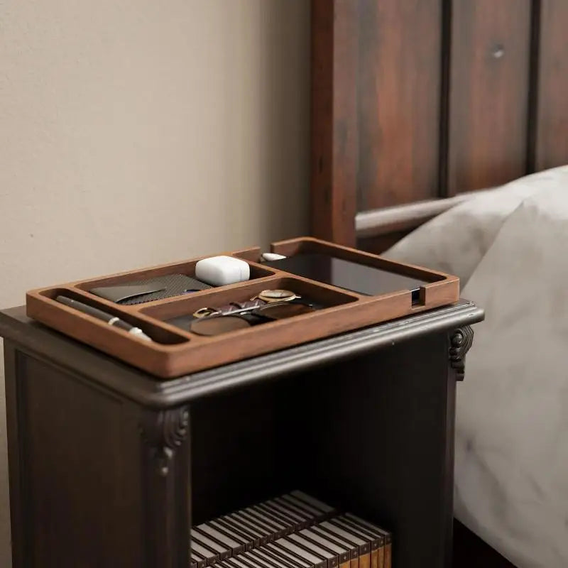 Wooden Office Desktop Storage Box Solid Wood Partition Mobile Phone