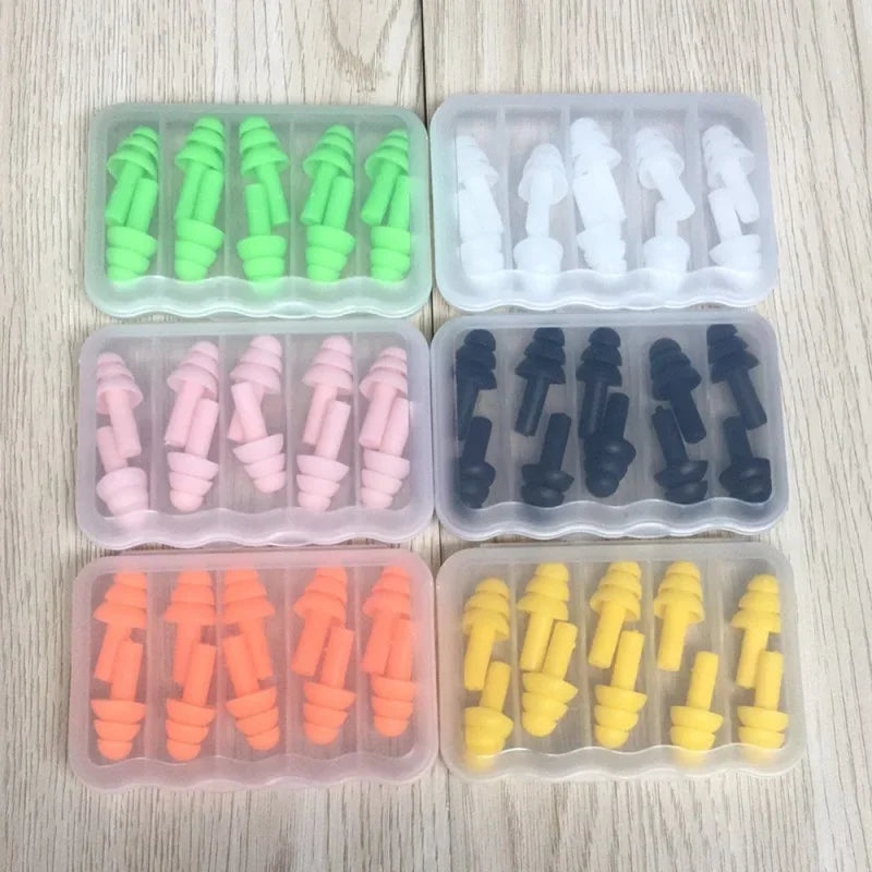 Soft Silicone Swimming Earplugs – 5 Pairs, Adults & Kids