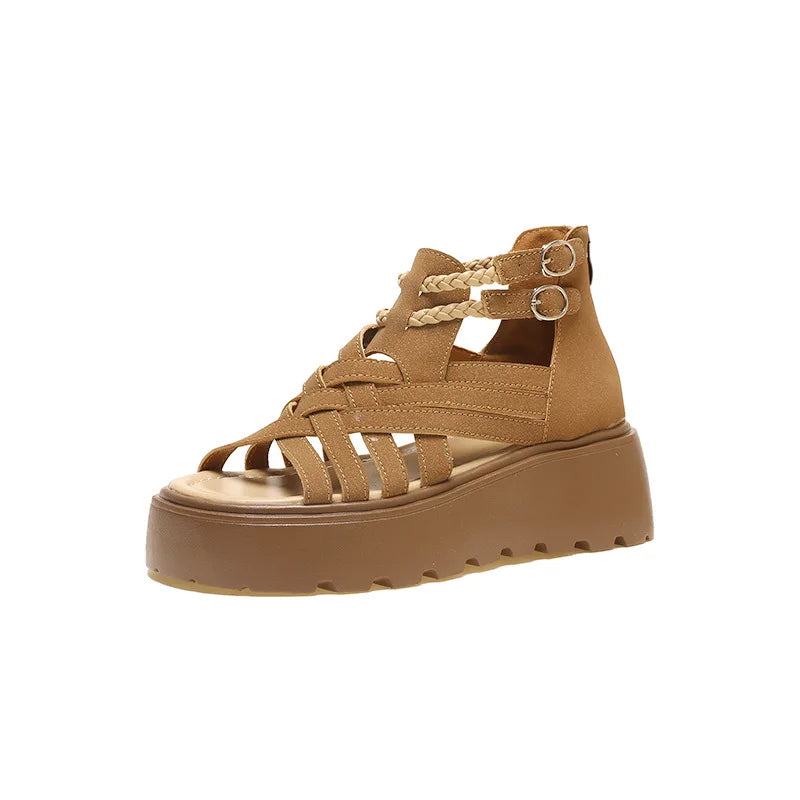 Women's Gladiator Wedge Sandals – Cross Strap Open Toe Platform