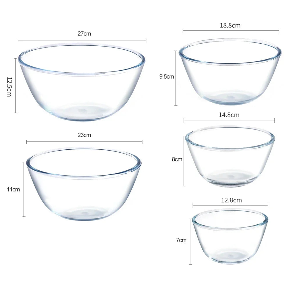 Clear Thickened Glass Mixing Bowl – Microwave & Dishwasher Safe