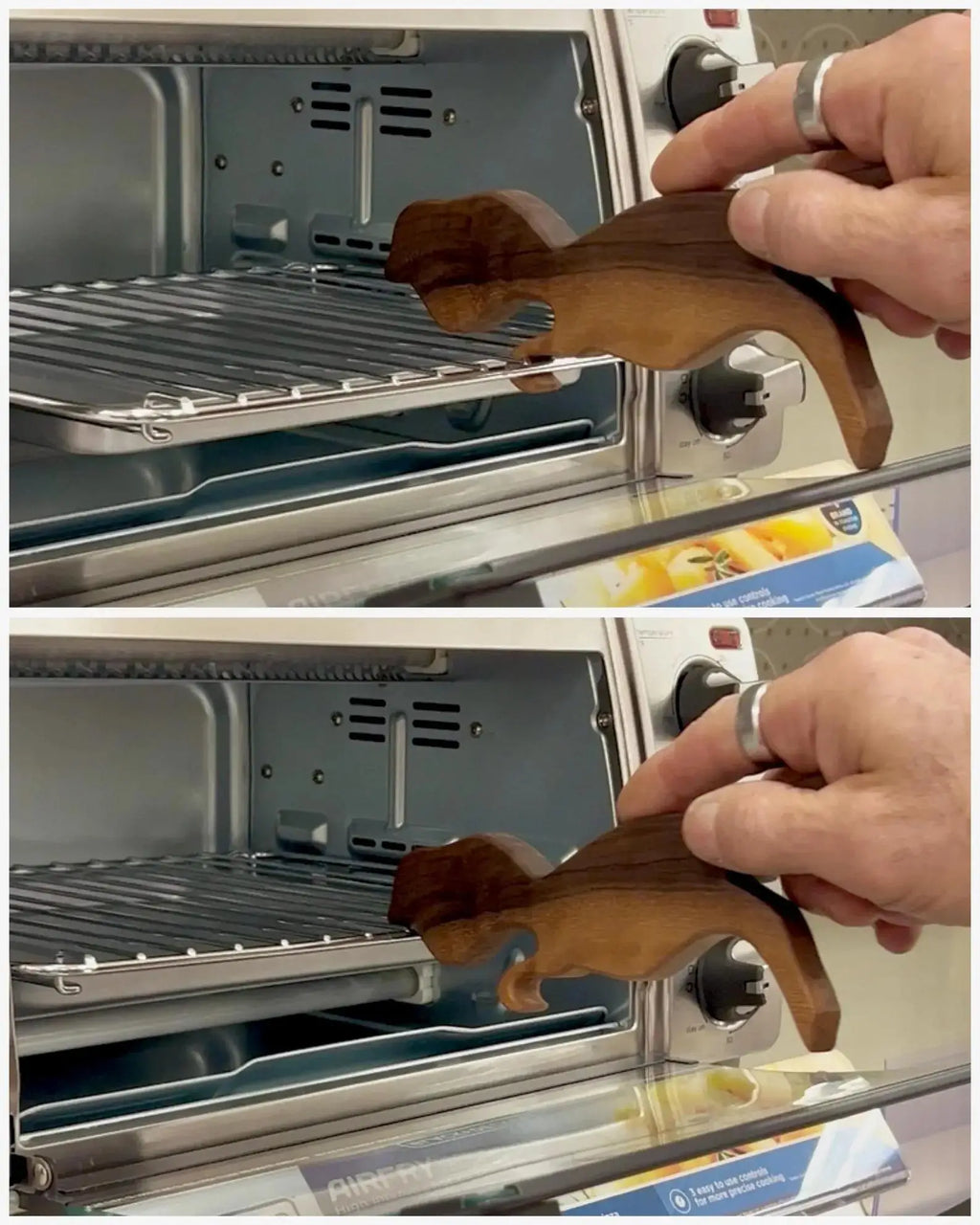Wooden Toaster Oven Rack Holder Push-Pull Magnet | Pine Wood