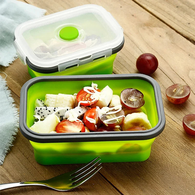 Foldable Silicone Lunch Box Set | Collapsible Food Containers