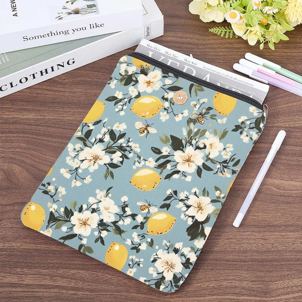 Polyester Book Cover Notebook Wrap with Button – Lemon Print