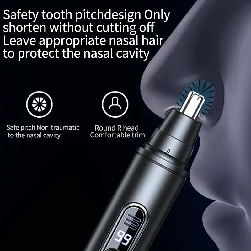 Portable Nose & Ear Hair Trimmer – USB Rechargeable Waterproof