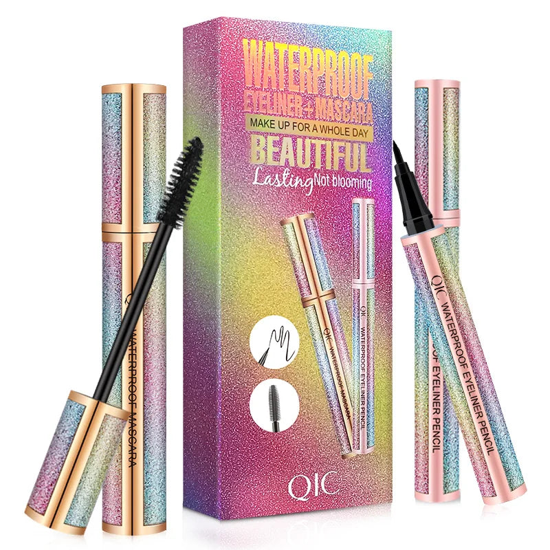QIC 5D Fiber Mascara & Liquid Eyeliner Set – Waterproof