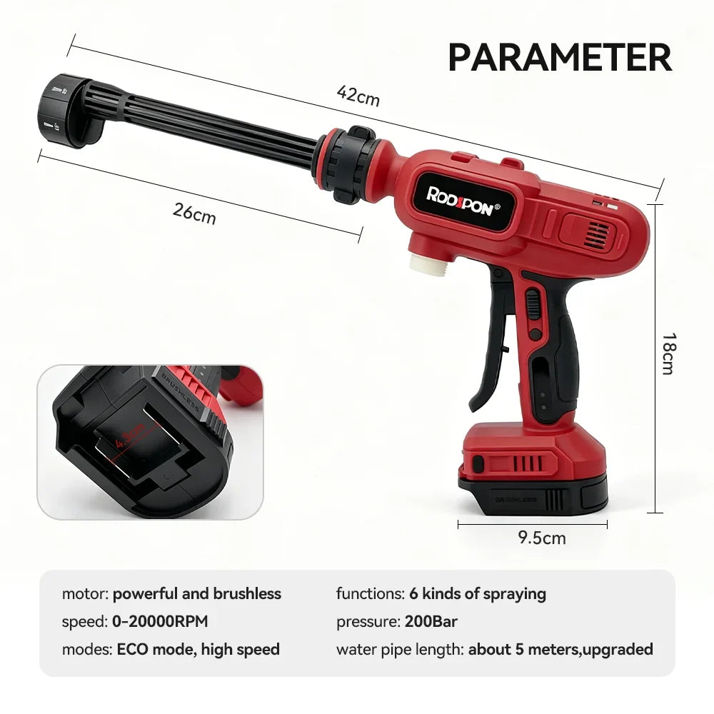 200 Bar Cordless Pressure Washer Gun for Makita 18V Battery