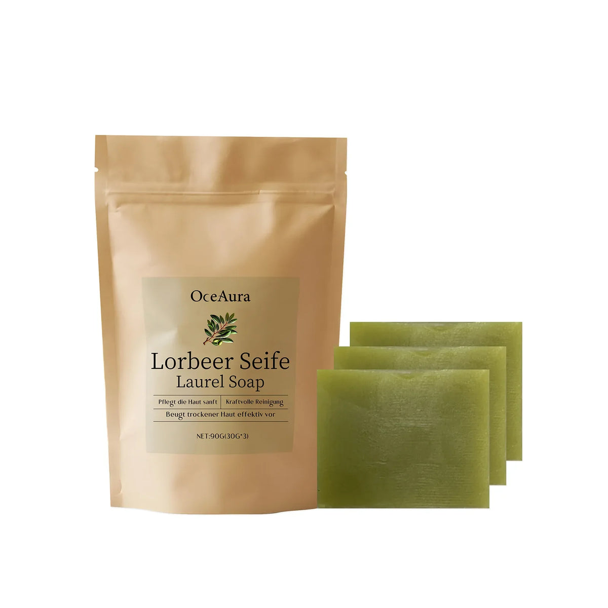 OceAura Laurel Oil Cleansing Soap – Brightening Body Bar 3-Pack