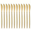 12-Piece Gold Stainless Steel Dinner & Steak Knives Set