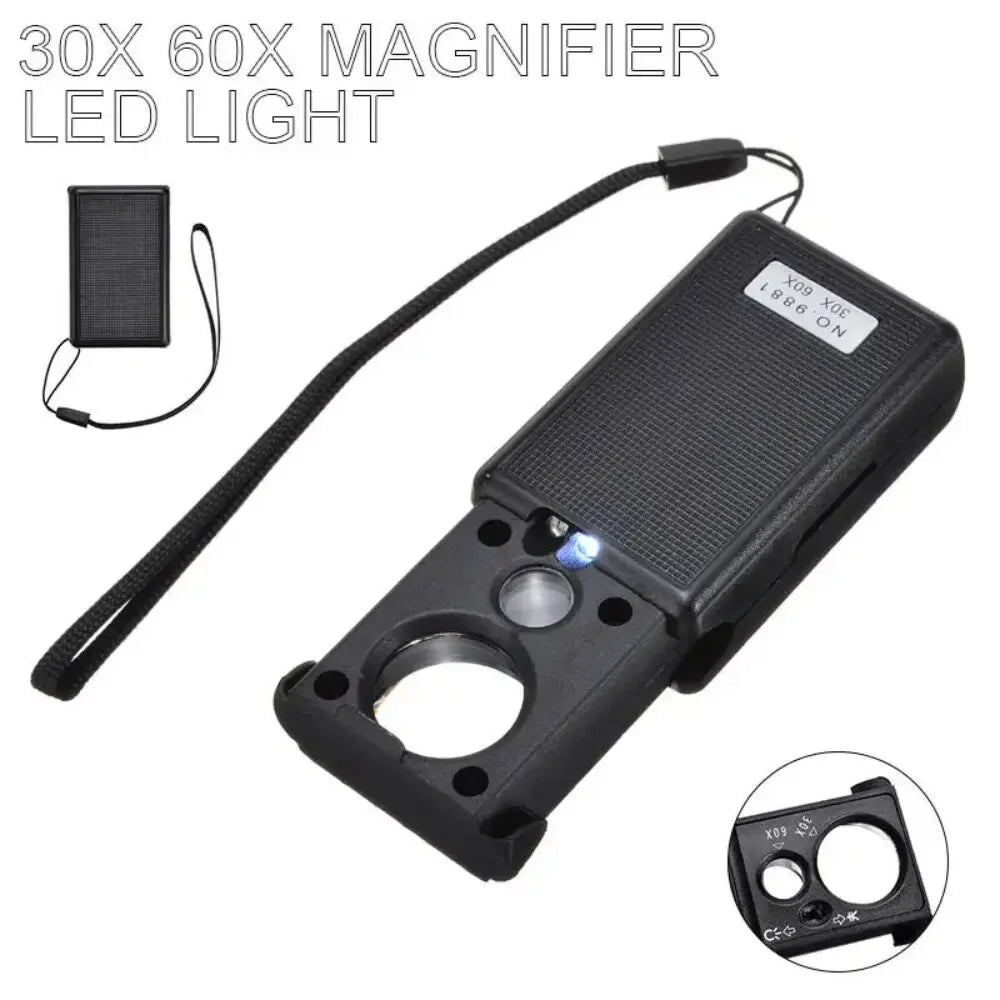 30X 60X Handheld Magnifier LED & UV Light – Jewelry & Coins