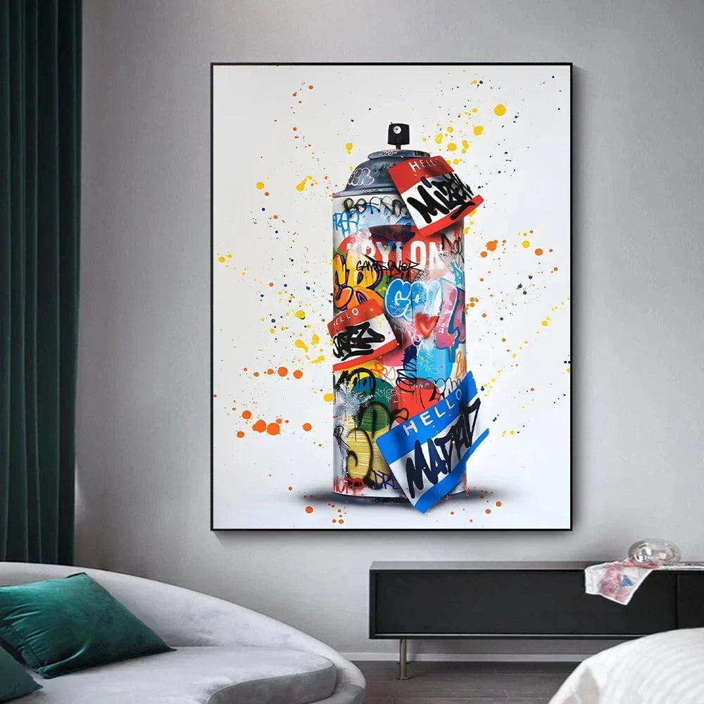 Street Graffiti Gestures Canvas Wall Art | Abstract Pop Mural