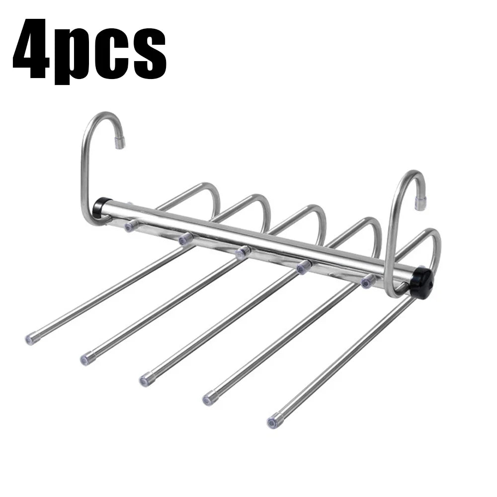 Stainless Steel Folding Pants Hanger Multi-layer Magic Clips