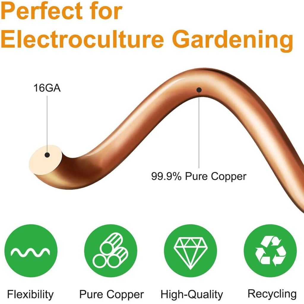 6-Pack Electroculture Copper Coil Plant Stakes for Garden Growth