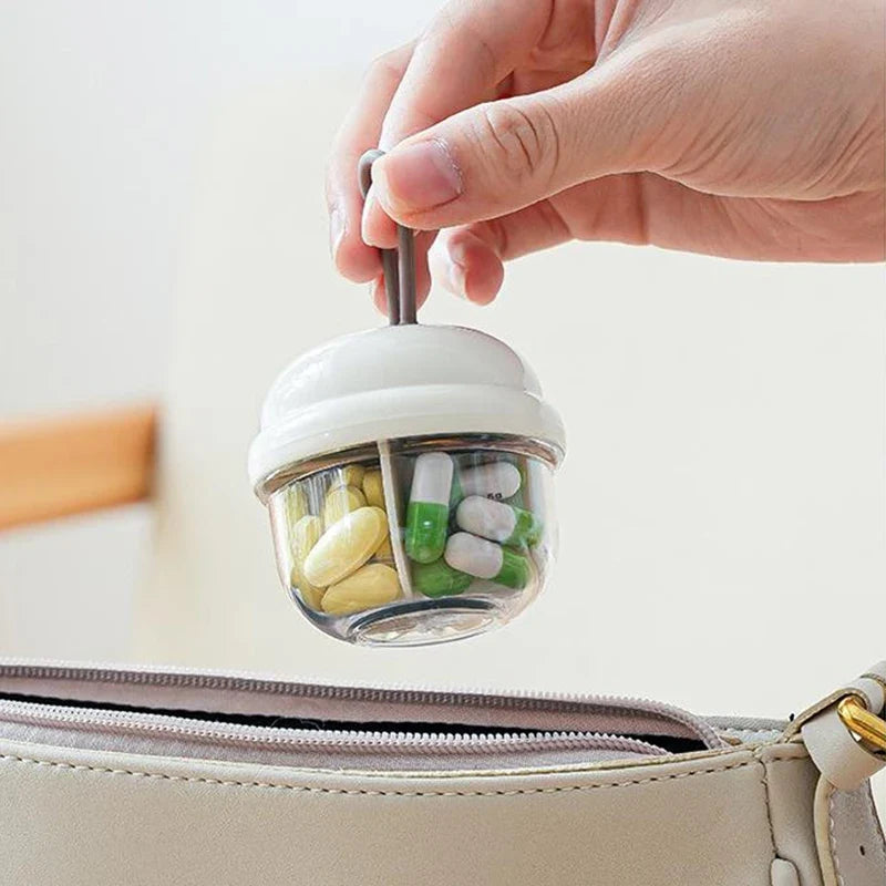 4-Grid Rotating Pill Organizer | Portable Weekly Pill Case