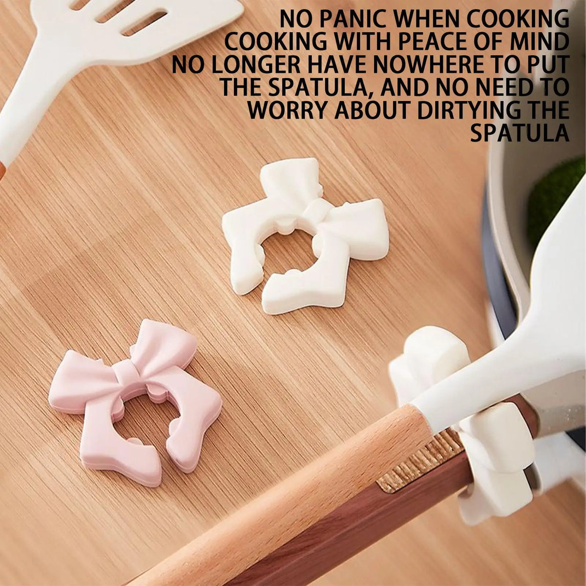 Spoon Holder Pot Silicone Utensil Bowknot Shape Ladle Rest Non-slip