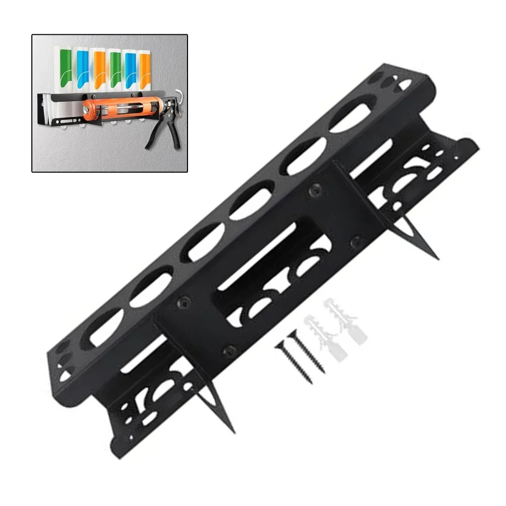 Wall-Mounted Caulking Tube Holder – 6-Slot Steel Storage Rack