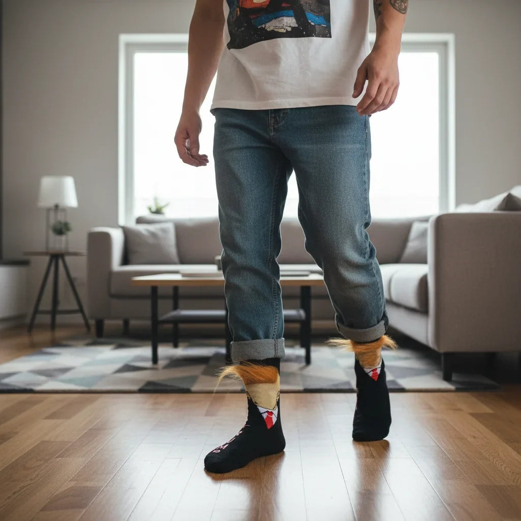 Funny Presidential 3D Fake Hair Crew Socks for Men
