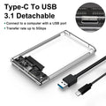 HDD SSD Case SATA USB 3 1 C 4TB Transparent External Hard Drive