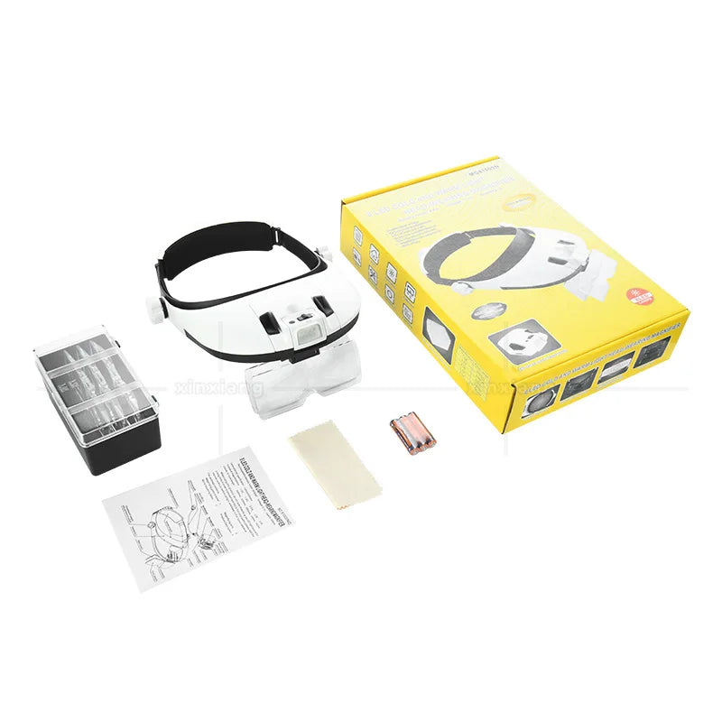 Rechargeable Head-Worn Magnifier 1X–3.5X | 8 LED Lights