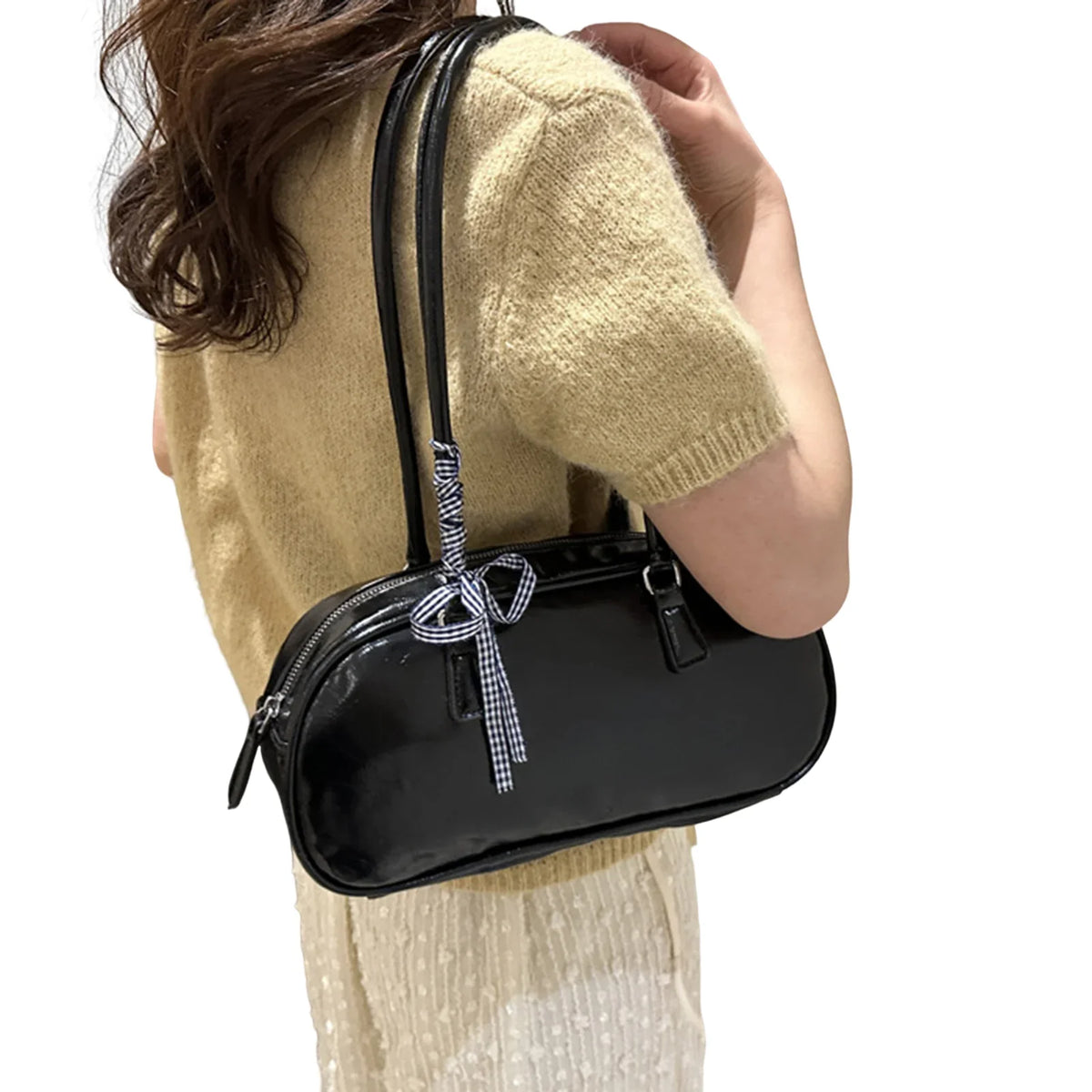 Korean Bowknot Shoulder Bag – Stylish PU Handbag for Women