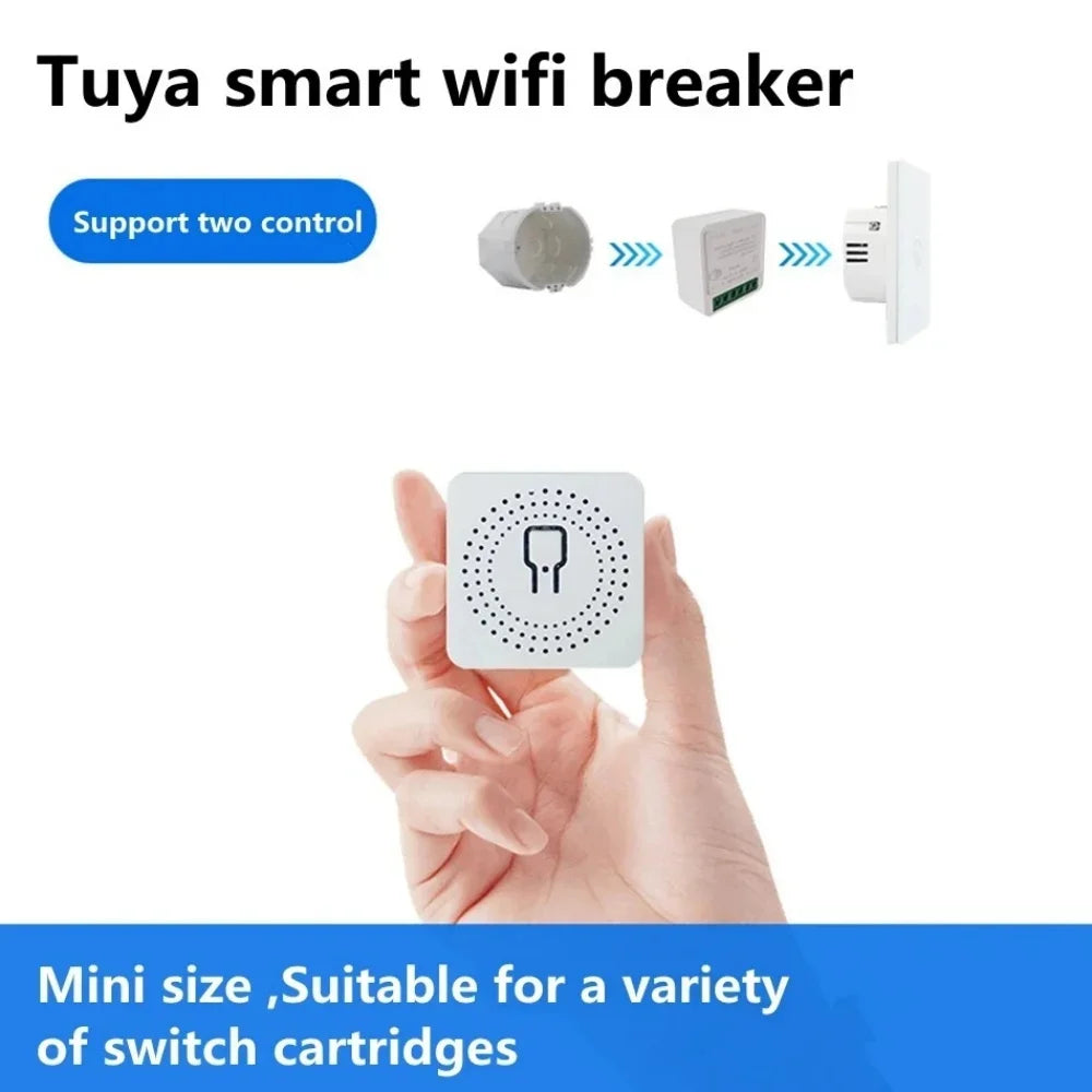 Mini 16A Tuya WiFi Smart Switch 2-Gang | Alexa & Google Home