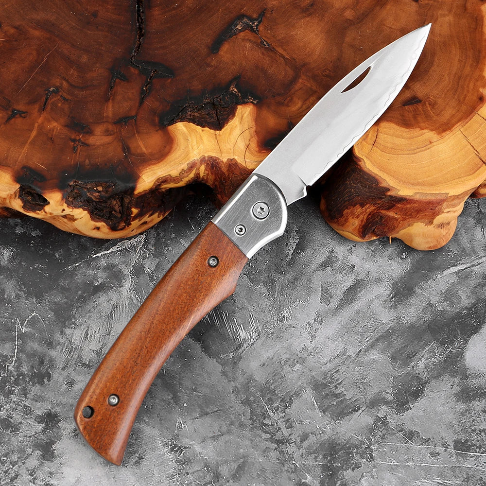 Xituo VG10 Steel Folding Knife – Wood Handle Camping Pocket