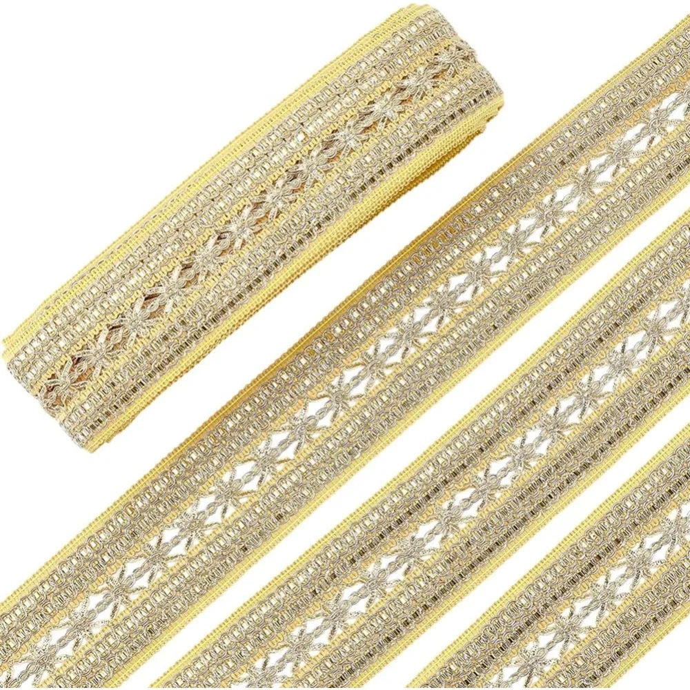 10 Yards Gold Jacquard Ethnic Ribbon Trim – 2 Inch Polyester