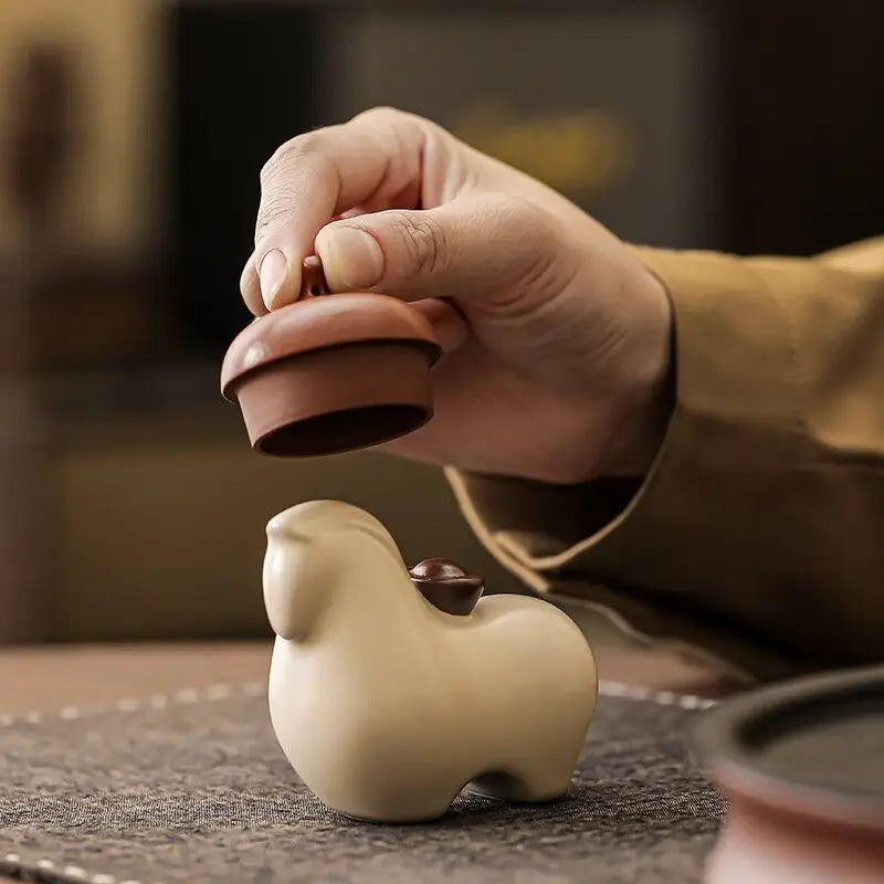 Ruyao Zodiac Horse Tea Pet Ceramic Ornament | Lucky Decor