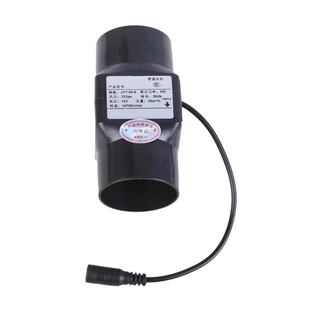 12V 6W Inline Duct Fan 50mm – Quiet Mini Exhaust Ventilation Fan