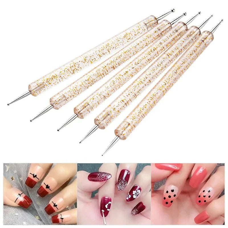 Nail Art Dot Pen & Brush Set | Blue Handle Manicure Tool