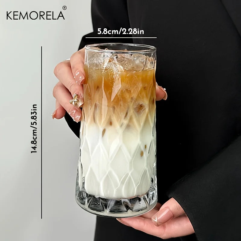 KEMORELA 500ml Diamond Glass Cup – Coffee, Whisky & Drinks