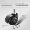 2" Universal Office Chair Replacement Wheels – Set of 5 Casters