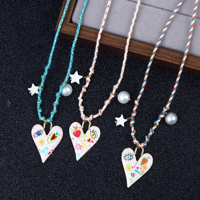 Handmade Knotted Rope Heart Pendant Necklace for Women