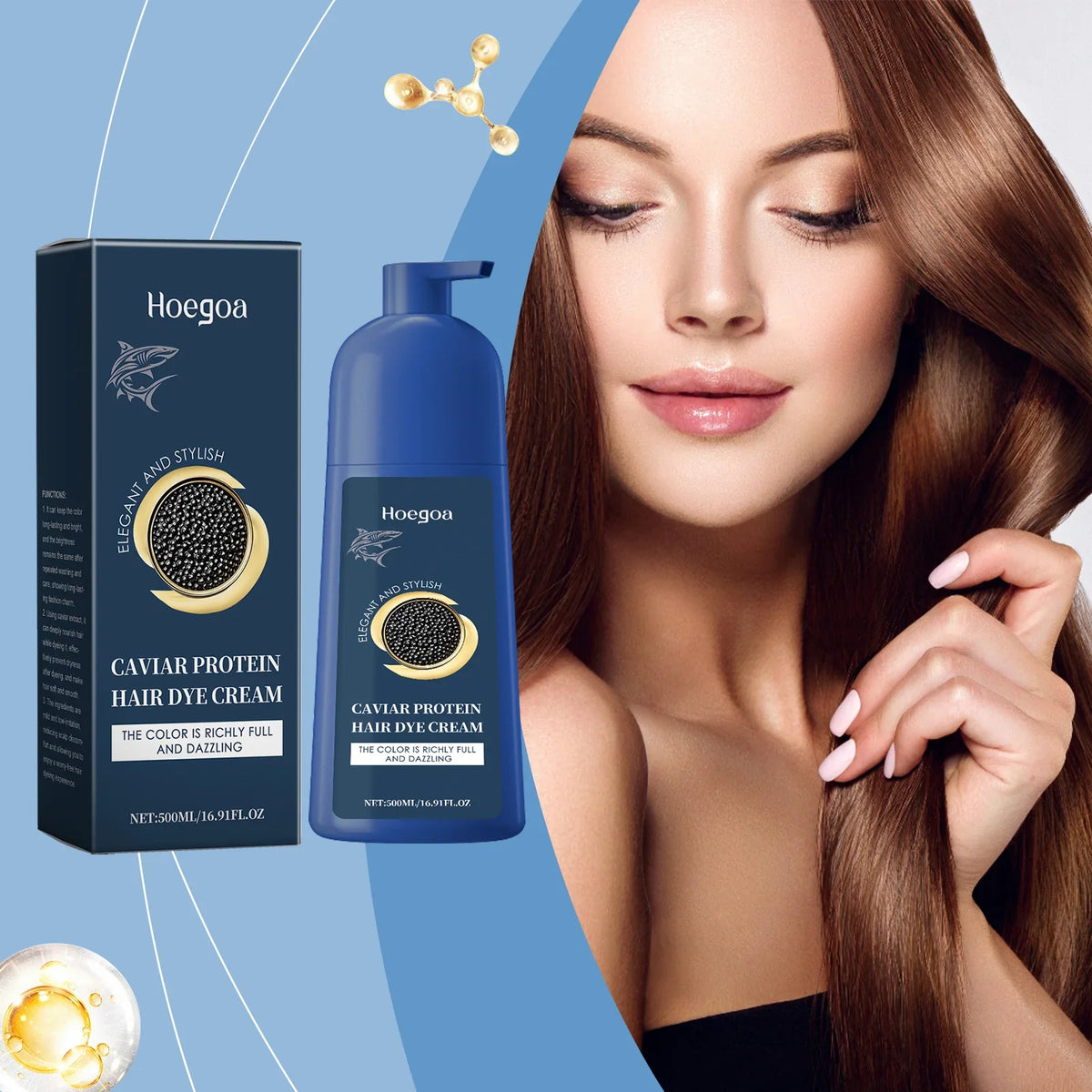 HOEGOA Caviar Permanent Hair Dye Cream – Black & Brown 500ml