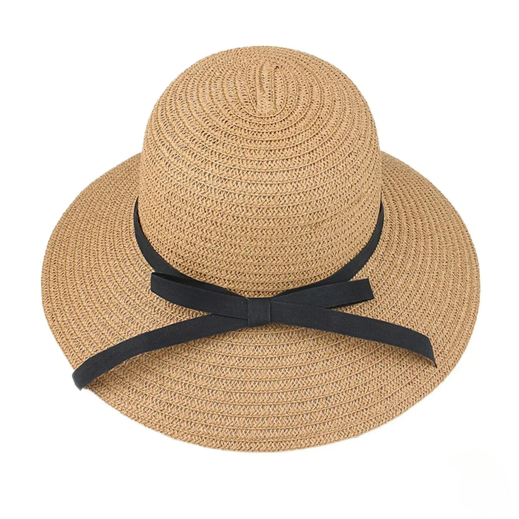 Women's UPF 50+ Wide Brim Foldable Straw Beach Hat