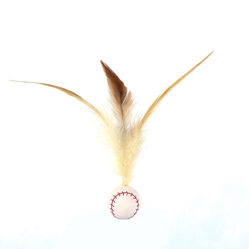 Popular Chicken Feather Rubber Elastic Ball Throwing Cat Toy
